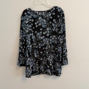 George Black and Blue Floral Blouse